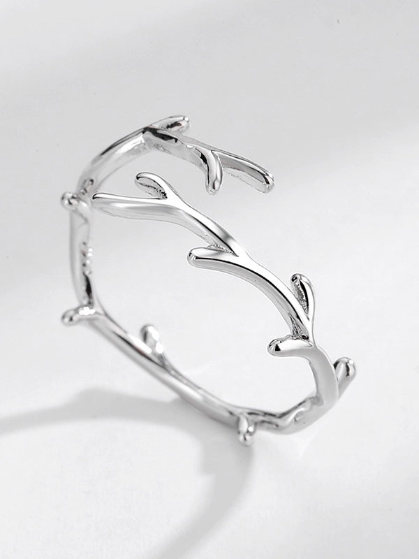 Silver Antlers Cuff Ring
