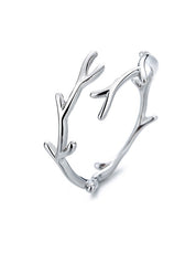Silver Antlers Cuff Ring