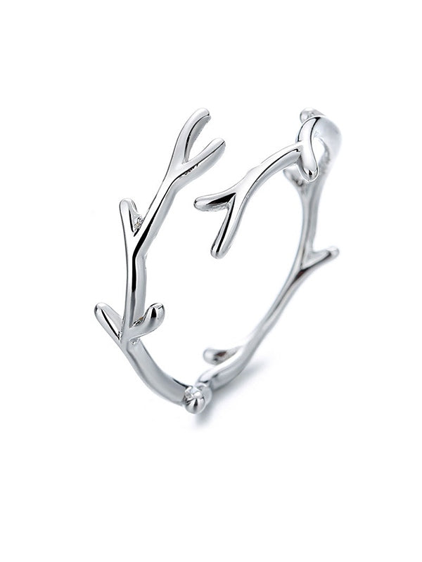 Silver Antlers Cuff Ring