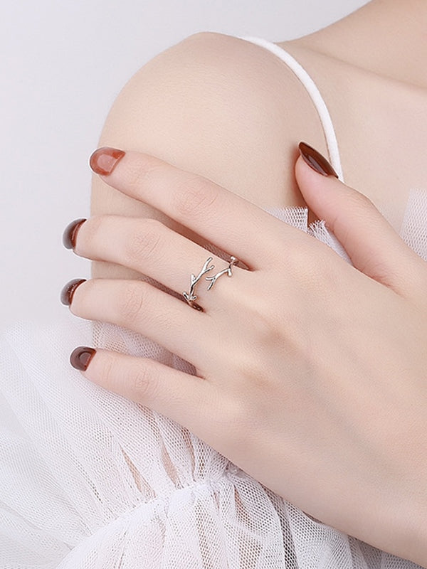 Silver Antlers Cuff Ring