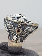 Engraved Skull Chunky Dome Ring
