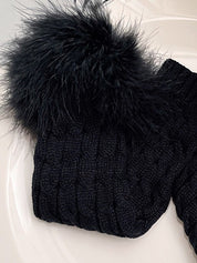 Fuzzy Trim Cable Knit Socks