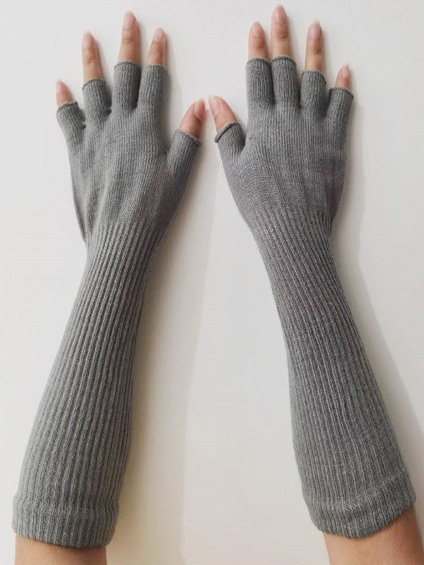 Half Finger Knitted Arm Warmer Gloves