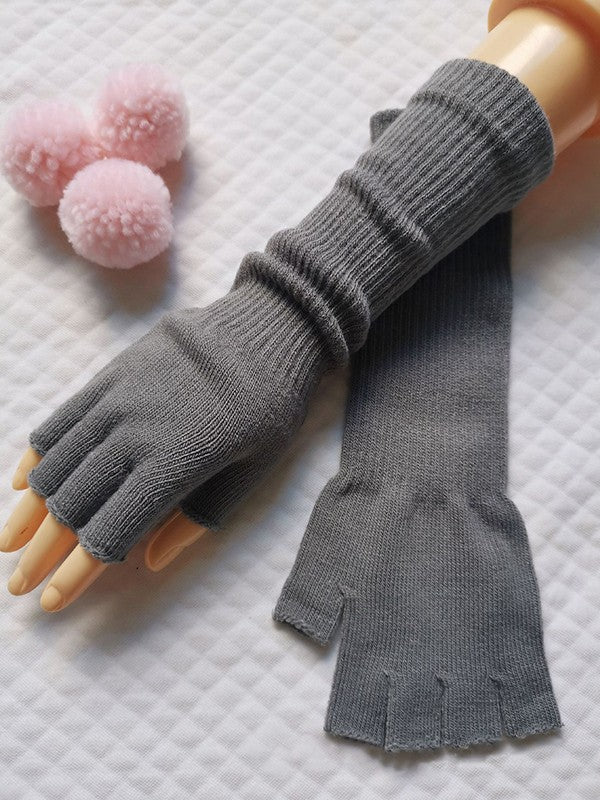 Half Finger Knitted Arm Warmer Gloves