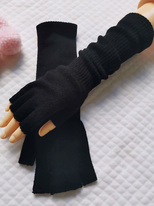 Half Finger Knitted Arm Warmer Gloves