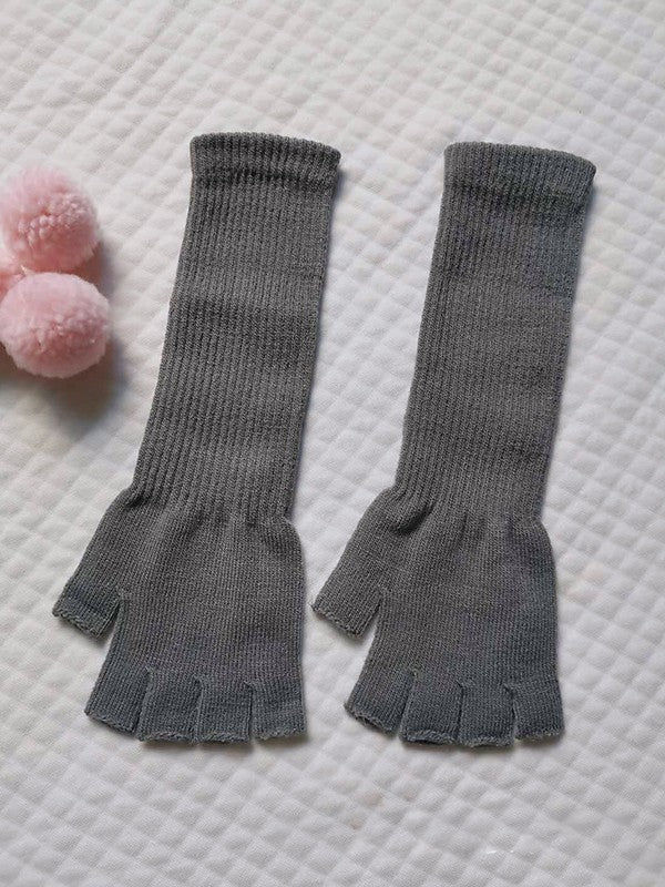 Half Finger Knitted Arm Warmer Gloves