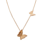 Layered Butterfly Charm Necklace