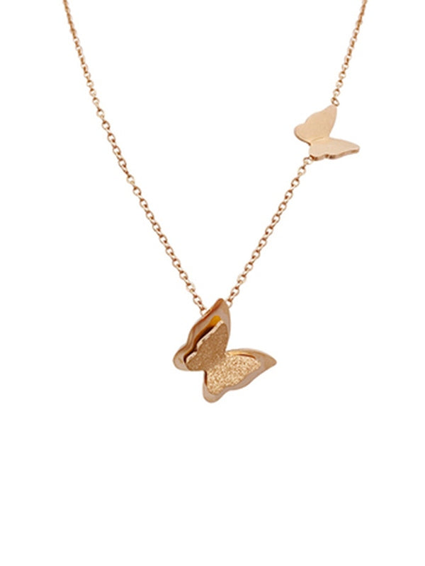 Layered Butterfly Charm Necklace