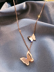Layered Butterfly Charm Necklace
