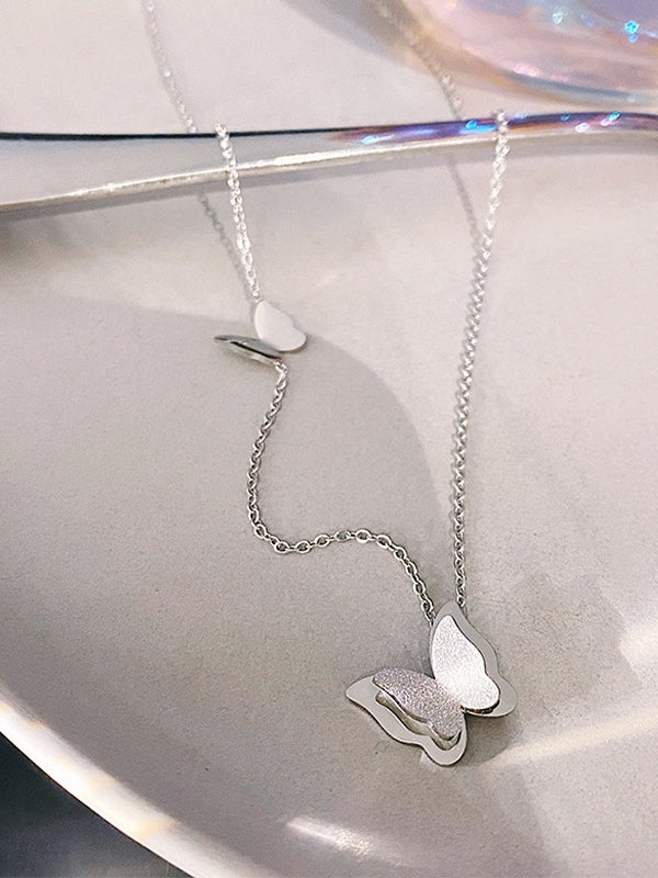 Layered Butterfly Charm Necklace