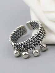 Ball Pendant Braided Cuff Ring