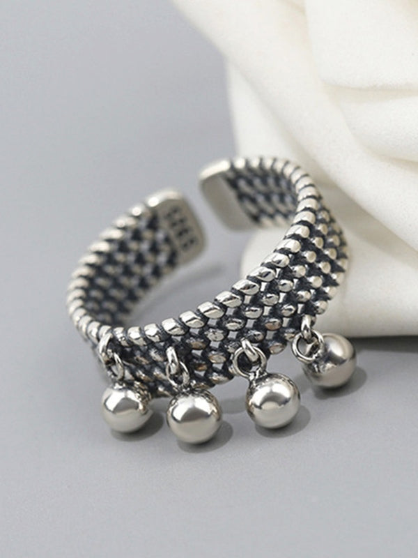 Ball Pendant Braided Cuff Ring
