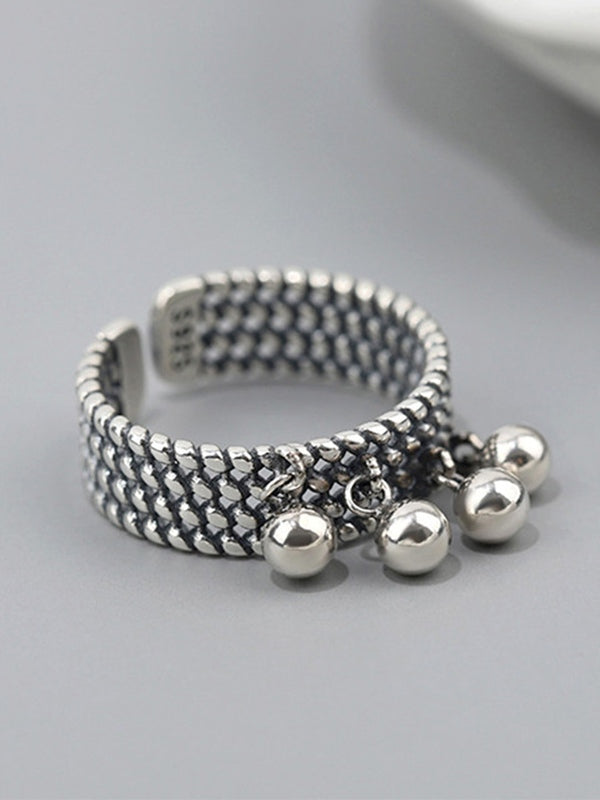 Ball Pendant Braided Cuff Ring