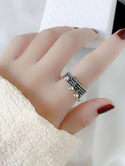 Ball Pendant Braided Cuff Ring