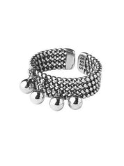 Ball Pendant Braided Cuff Ring