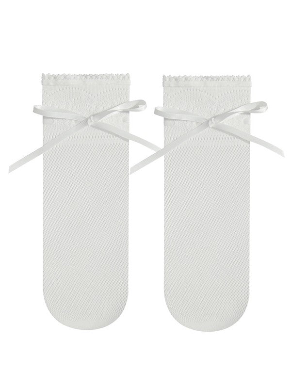 Lace Trim Fishnet Knee High Socks