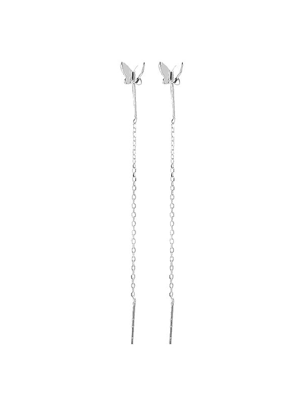 Butterfly Charm Tassel Chain Dangle Earrings