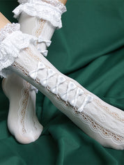 Bow Embellish Lace Socks