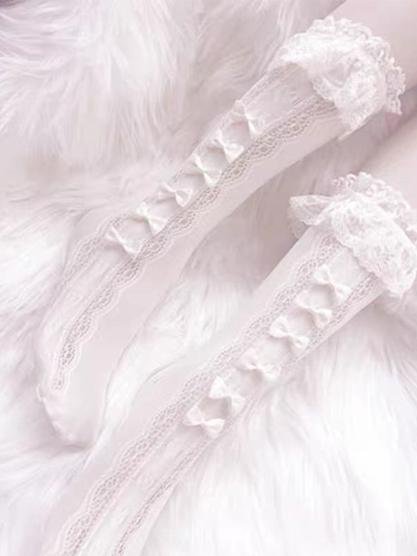 Bow Embellish Lace Socks