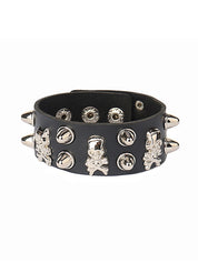 Punk Rivet Skull Chunky Pu Leather Bracelet