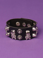 Punk Rivet Skull Chunky Pu Leather Bracelet