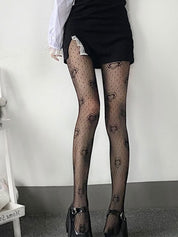 Black Heart Pattern Fishnet Tights