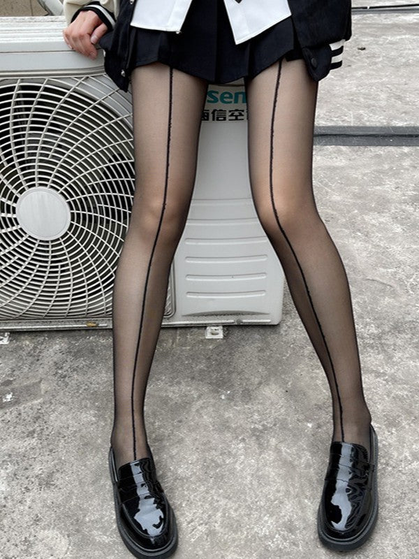 Contrast Line Sheer Tights