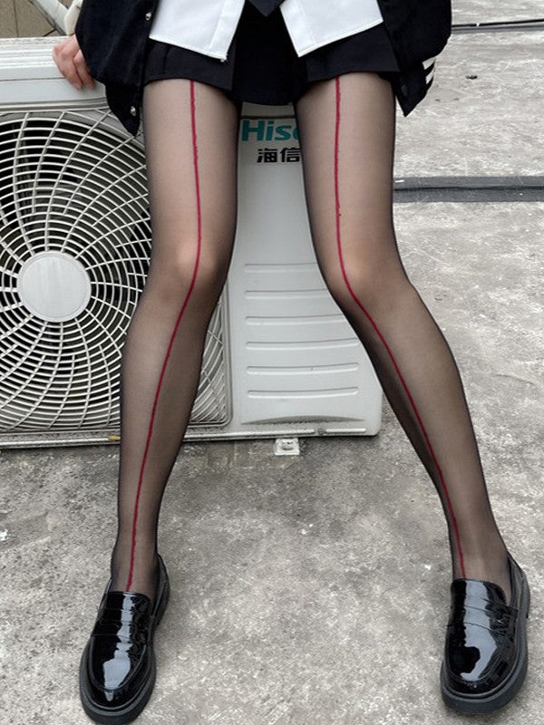 Contrast Line Sheer Tights