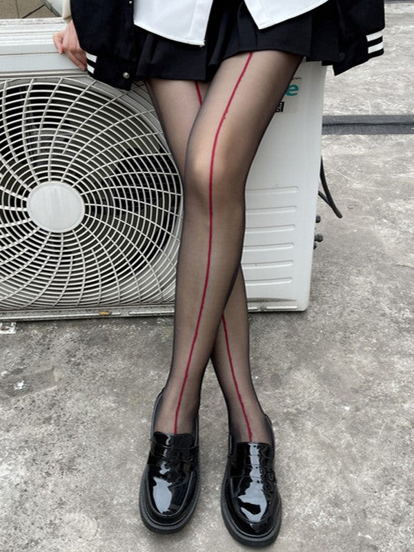 Contrast Line Sheer Tights