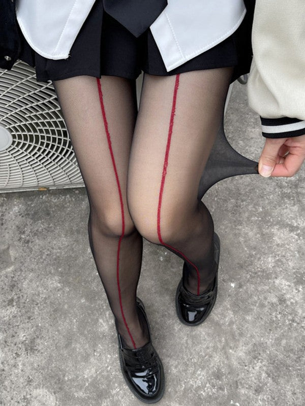 Contrast Line Sheer Tights