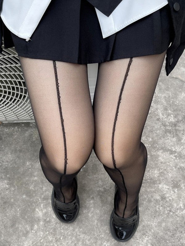 Contrast Line Sheer Tights