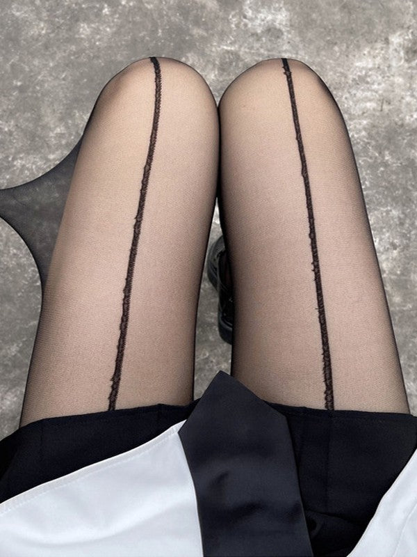 Contrast Line Sheer Tights