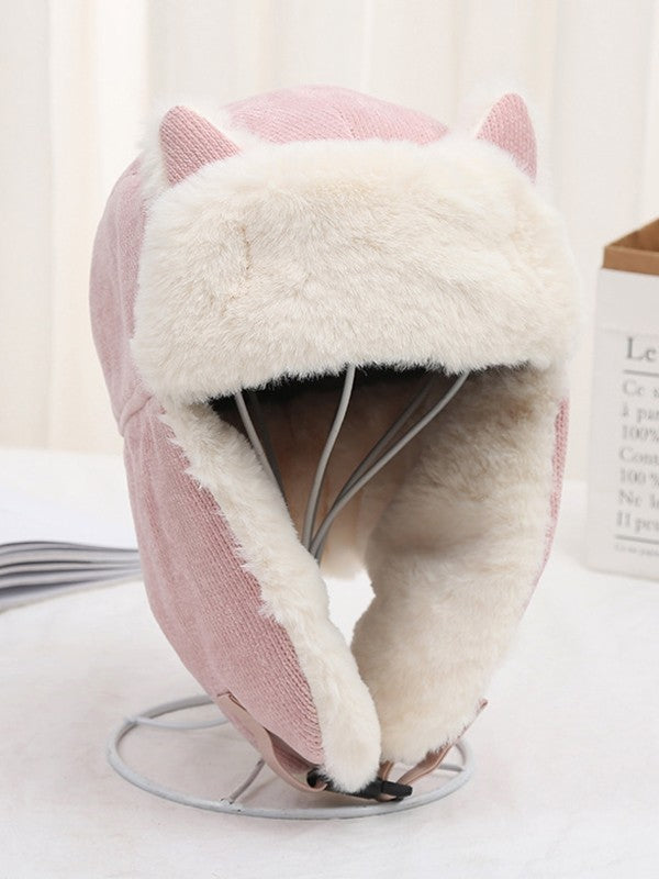 Warm Faux Fur Shearling Cat Ear Trapper Hat