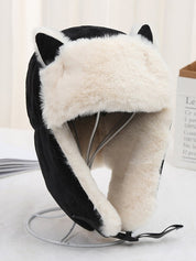 Warm Faux Fur Shearling Cat Ear Trapper Hat