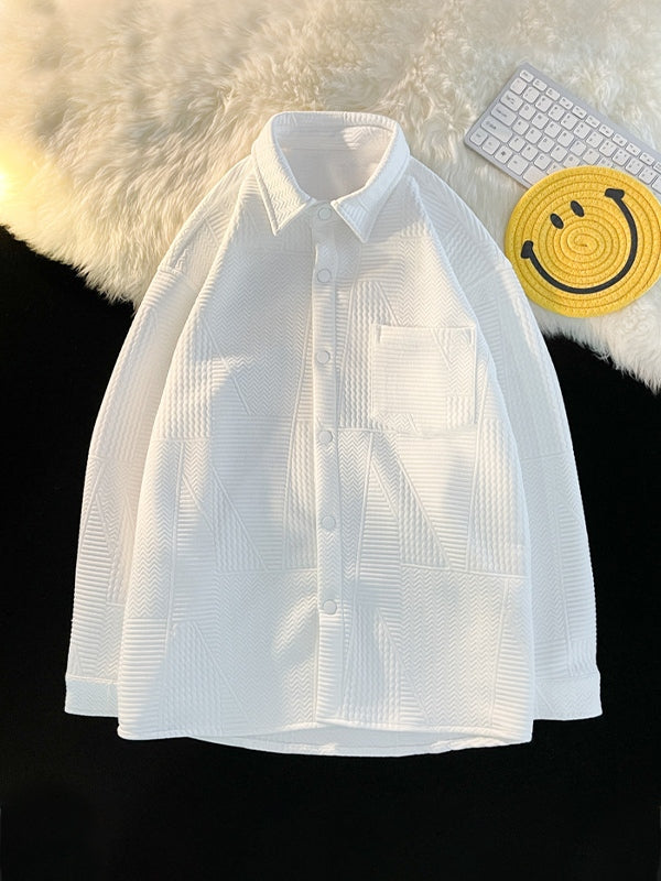 Men's Jacquard Button Down Long Sleeve Shirt