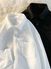 Men's Jacquard Button Down Long Sleeve Shirt