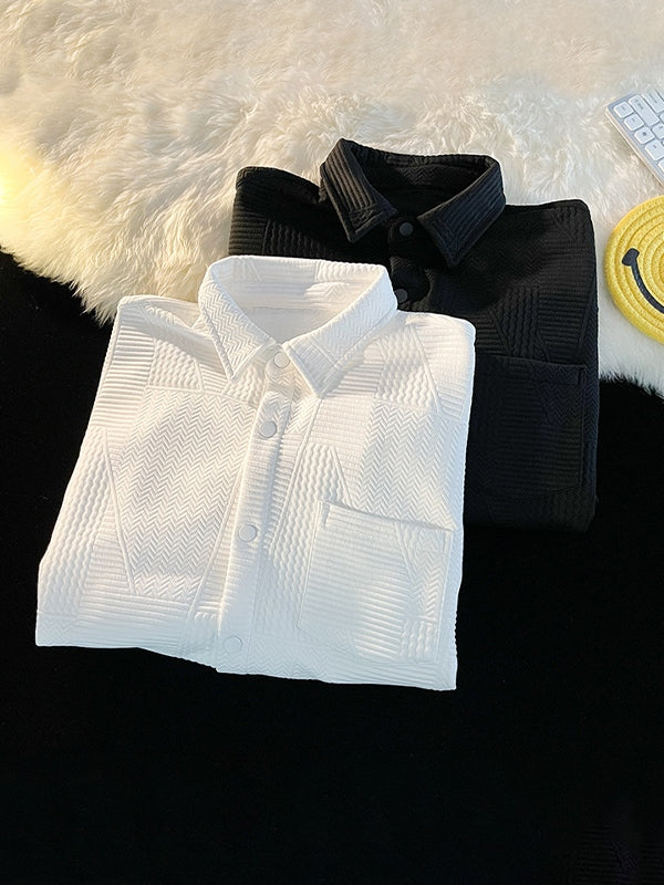 Men's Jacquard Button Down Long Sleeve Shirt
