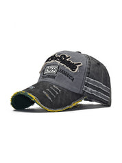 Embroidery Patchwork Distressed Baseball Cap
