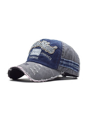 Embroidery Patchwork Distressed Baseball Cap