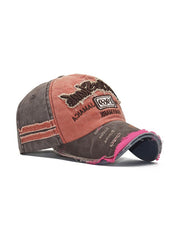 Embroidery Patchwork Distressed Baseball Cap