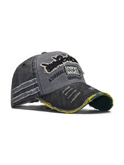 Embroidery Patchwork Distressed Baseball Cap