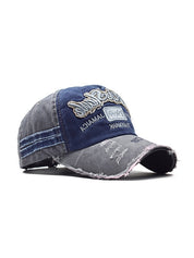 Embroidery Patchwork Distressed Baseball Cap