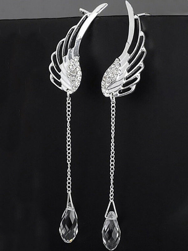 Rhinestone Fairy Wing Drop Earrings