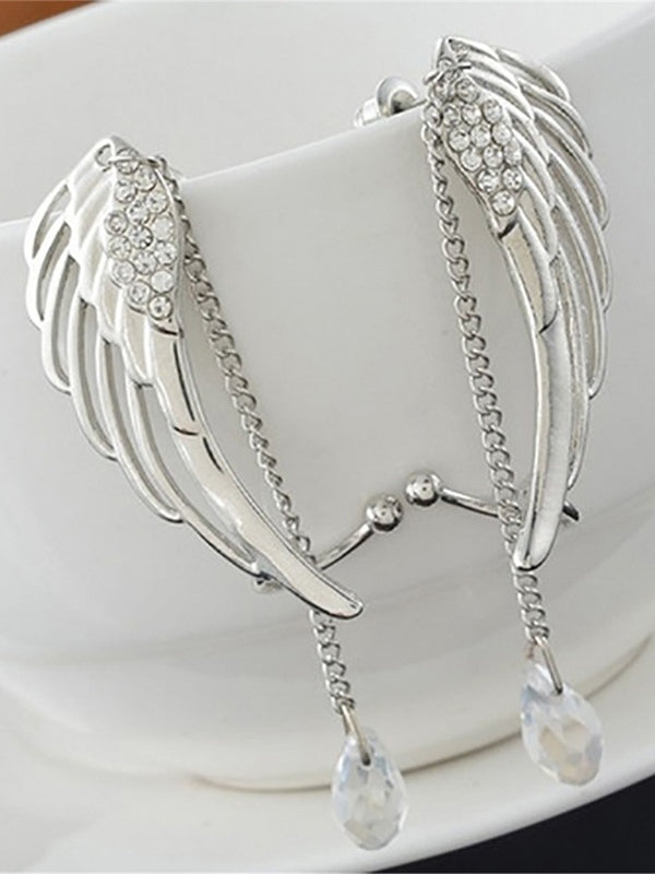 Rhinestone Fairy Wing Drop Earrings