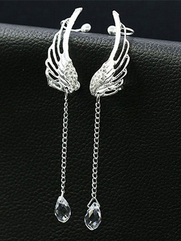 Rhinestone Fairy Wing Drop Earrings