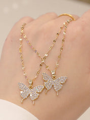 Rhinestone Butterfly Golden Necklace