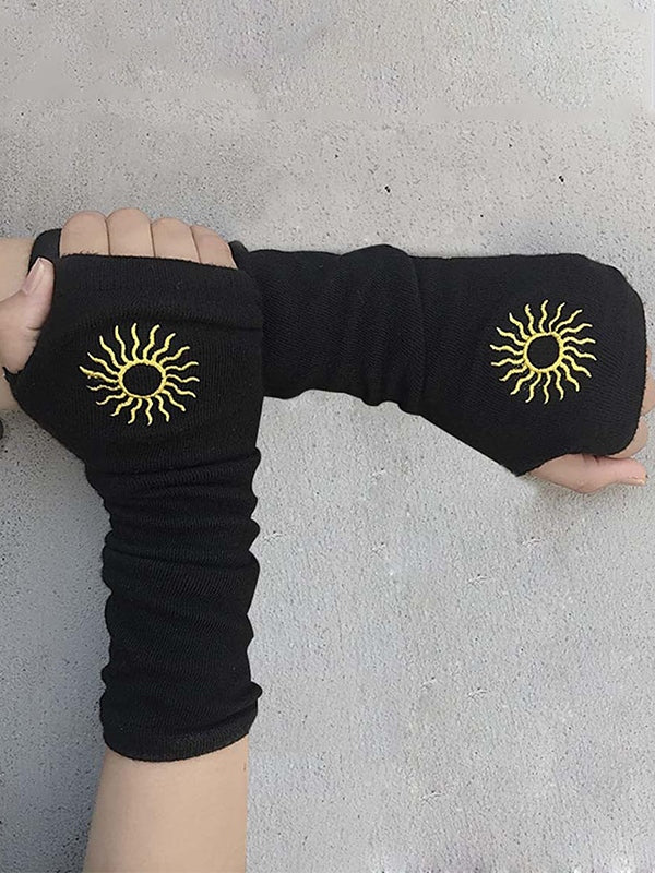 Sun Jacquard Black Arm Warmer