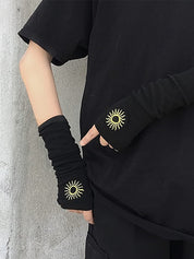 Sun Jacquard Black Arm Warmer