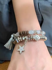 2pcs Star Charm Beads Bracelet Set