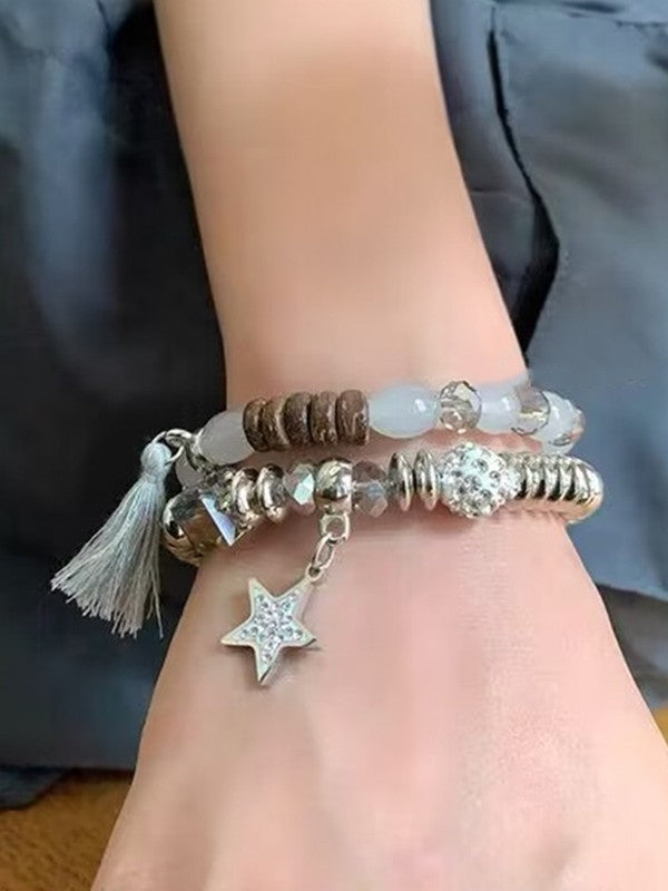 2pcs Star Charm Beads Bracelet Set